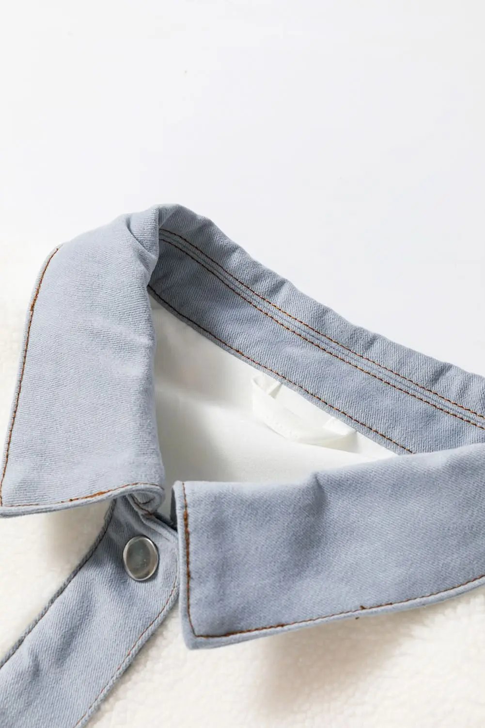 Chic white sherpa jacket with contrast trim - Love Salve